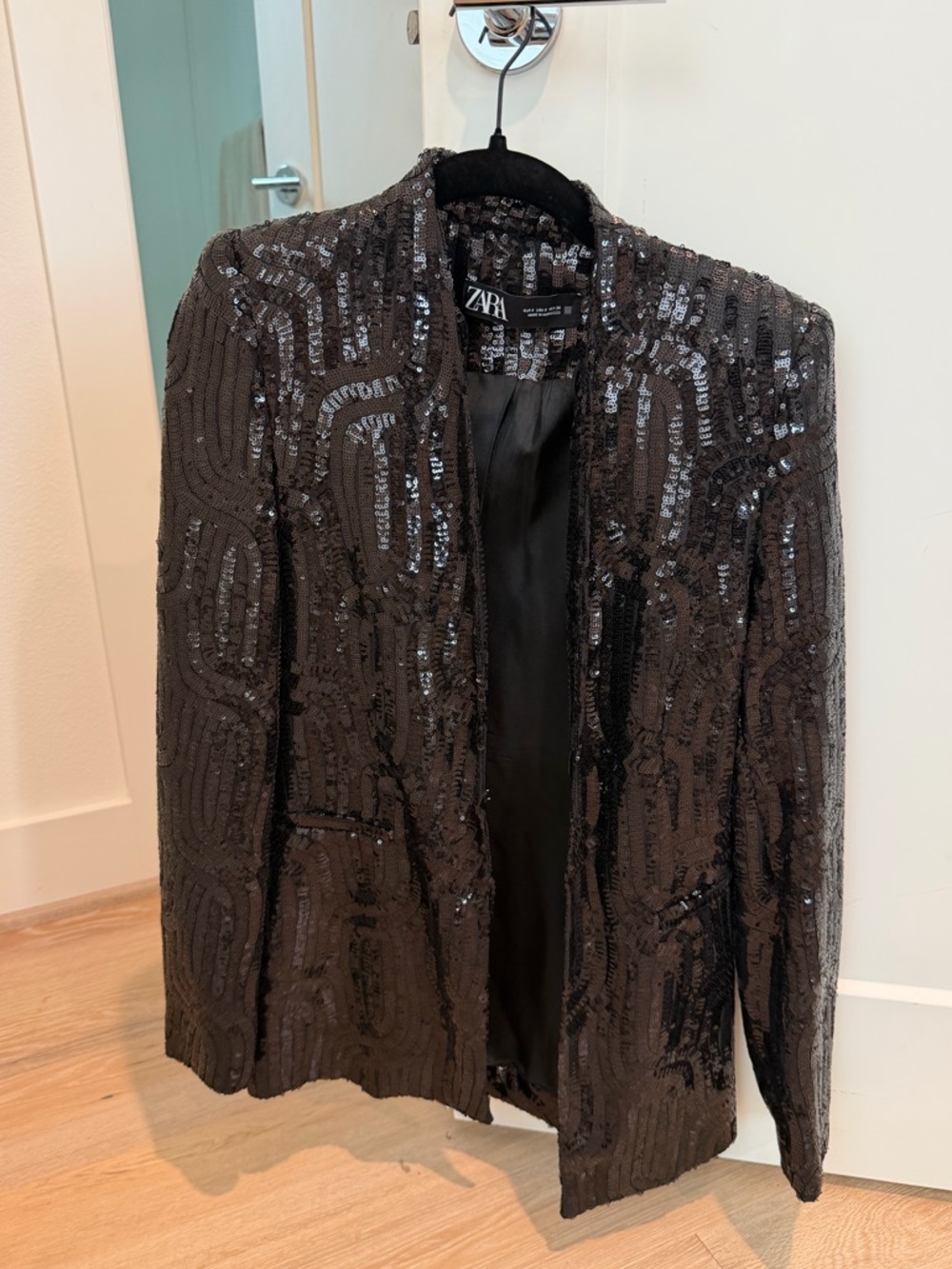 Zara Black Sequin Blazer Jacket